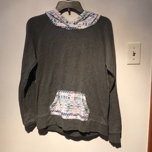 Grey and tribal print hoodie